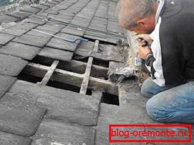 Wymiana arkuszy на кровле из плоского шифера