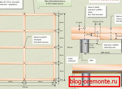 Szczegółowy plan przedstawiający pole palowe dla fundamentu i zasadę jego wiązania w dwóch wersjach Szczegółowy plan przedstawiający pole palowe dla fundamentu i zasadę jego wiązania w dwóch wersjach