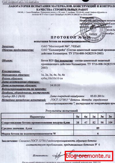 Kopia protokołu z testu odporności na wodę Kopia protokołu z testu odporności na wodę