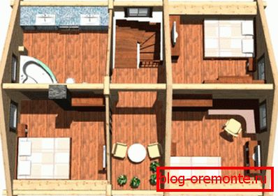 Wolumetryczny model 3D układu wewnętrznego na drugim piętrze Wolumetryczny model 3D układu wewnętrznego na drugim piętrze
