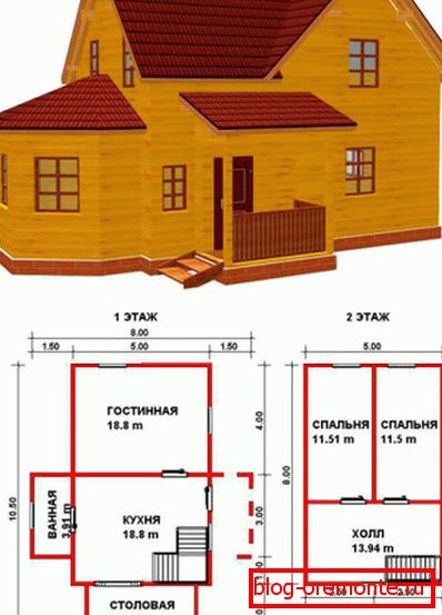 Przykładowy schemat domu 8x10 Przykładowy schemat domu 8x10