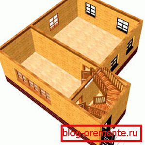 Schematyczny obraz pierwszego piętra w domu 8x8 m. Schematyczny obraz pierwszego piętra w domu 8x8 m.