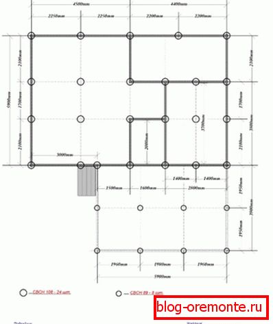 Wariant projektu pola palowego dla domu 6x9 Wariant projektu pola palowego dla domu 6x9
